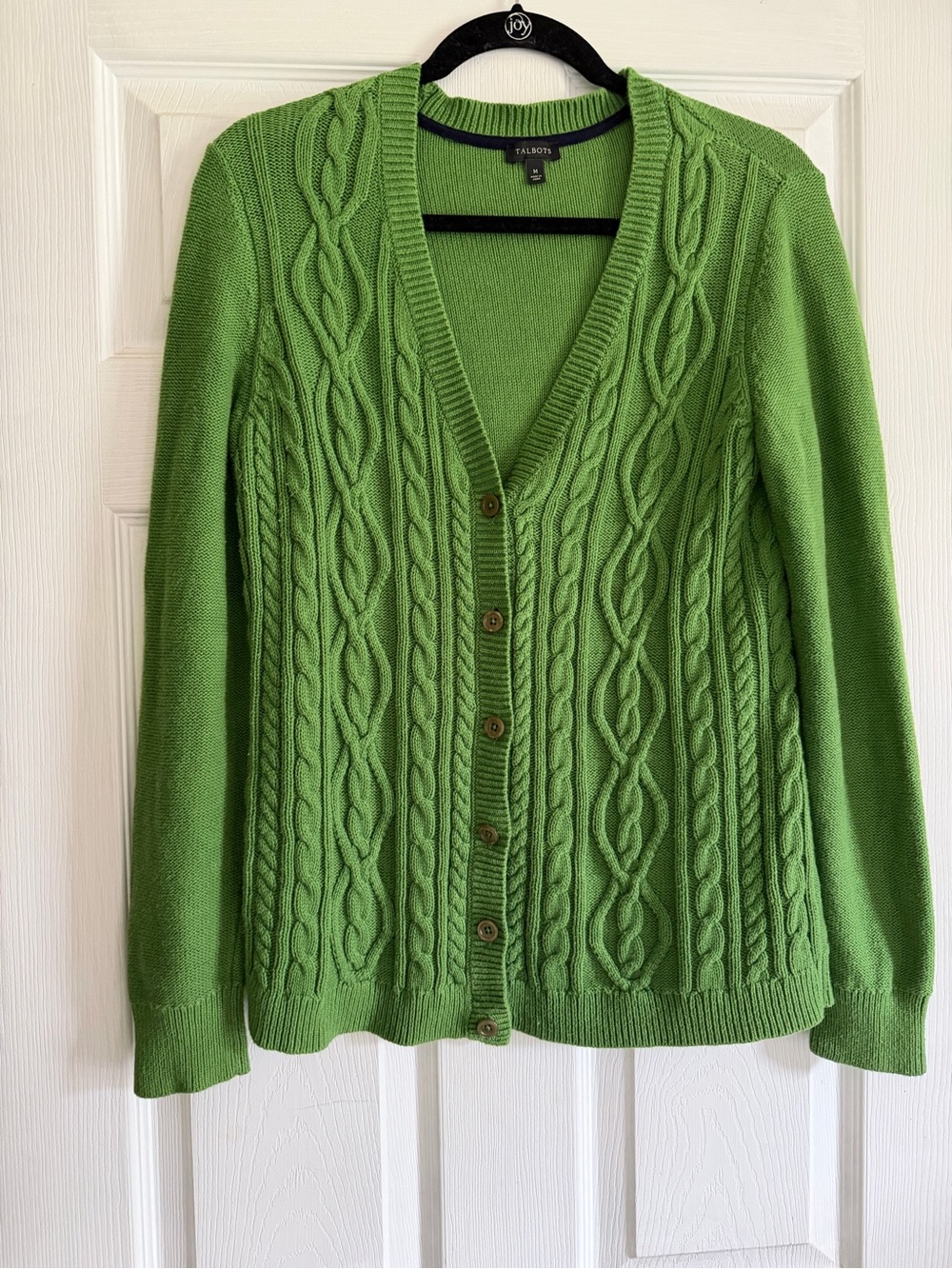 Talbots Moss Green V-Neck Button Cardigan M - Picture 2 of 4